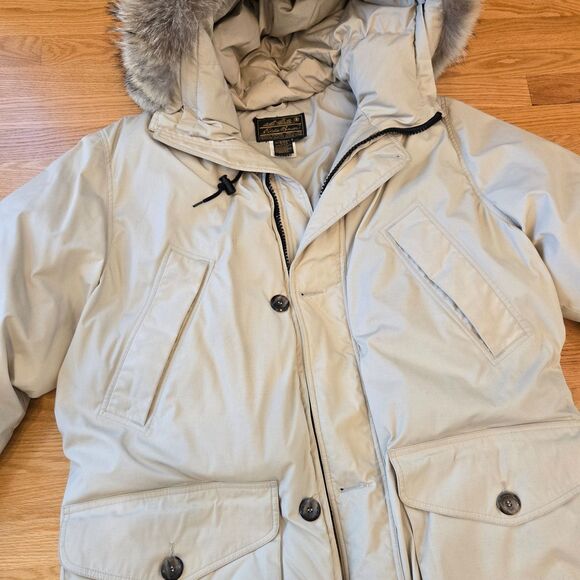 Vtg Eddie Bauer Polar Superior Parka Jacket Men L Tan Goose Down coyote Fur Hood - Picture 10 of 16